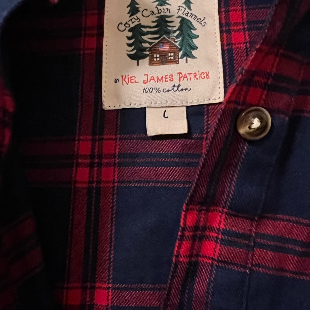 Kiel James Patrick Red and Navy blue Plaid Flannel Shirt dress with belt